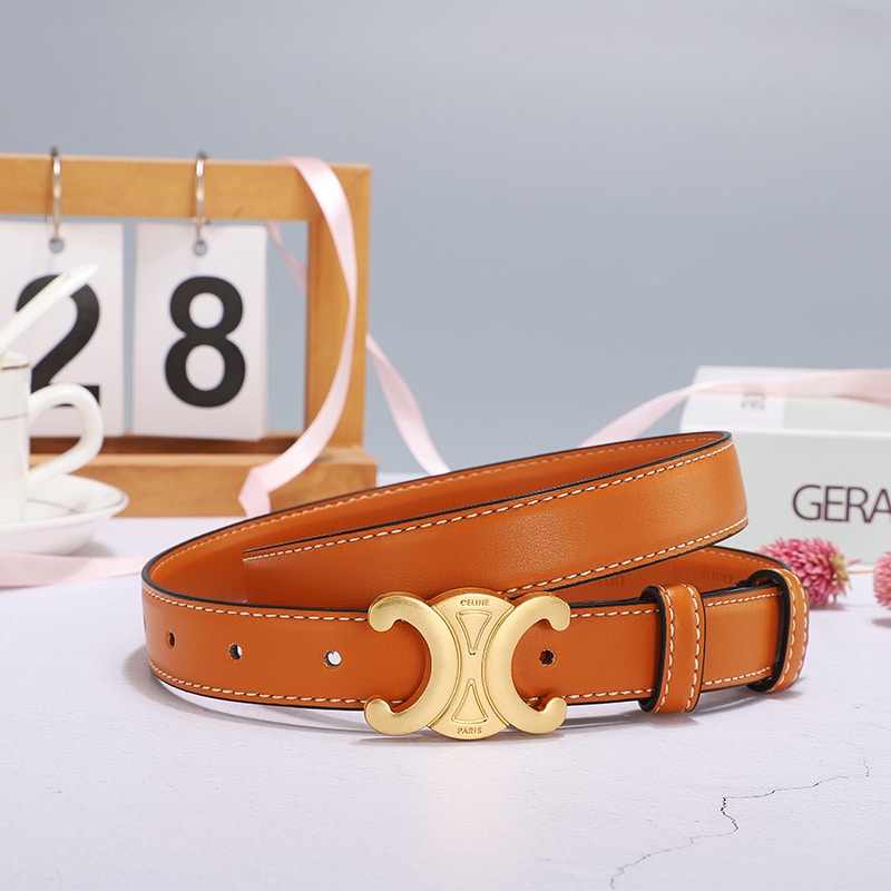 Alternative view of Celine Medium Triomphe Belt In Tan 25Mm 45Ak93A78 04Lu