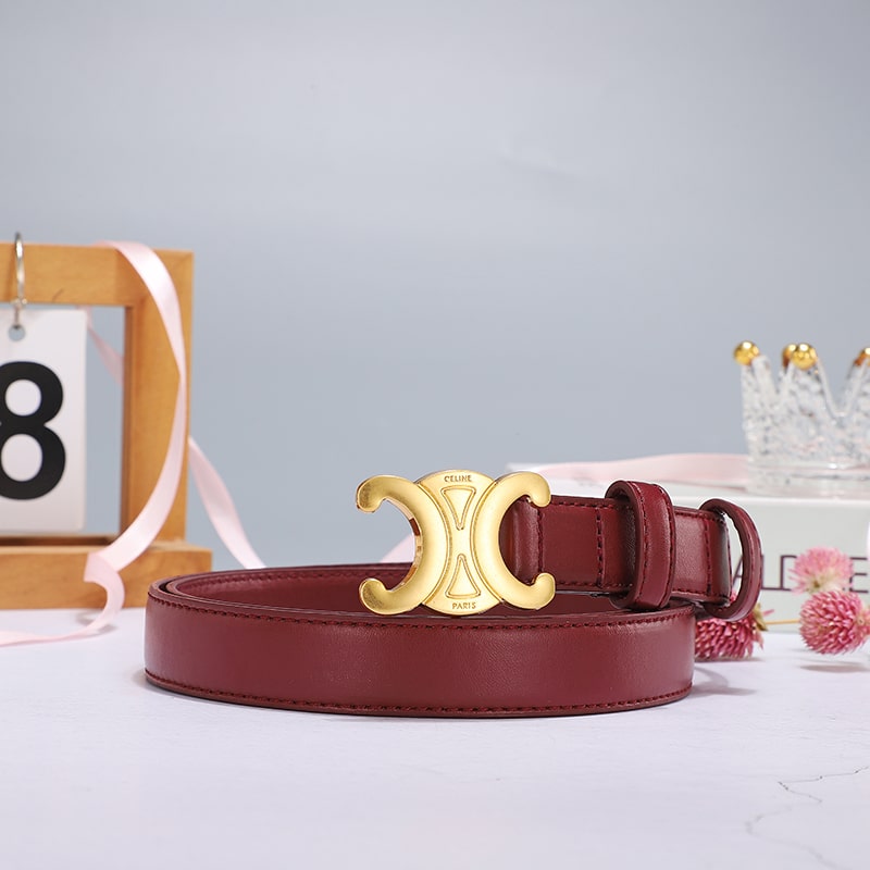 Alternative view of Celine Medium Triomphe Belt In Taurillon Leather Light Burgundy 25Mm 45Ak93A01 28Lb