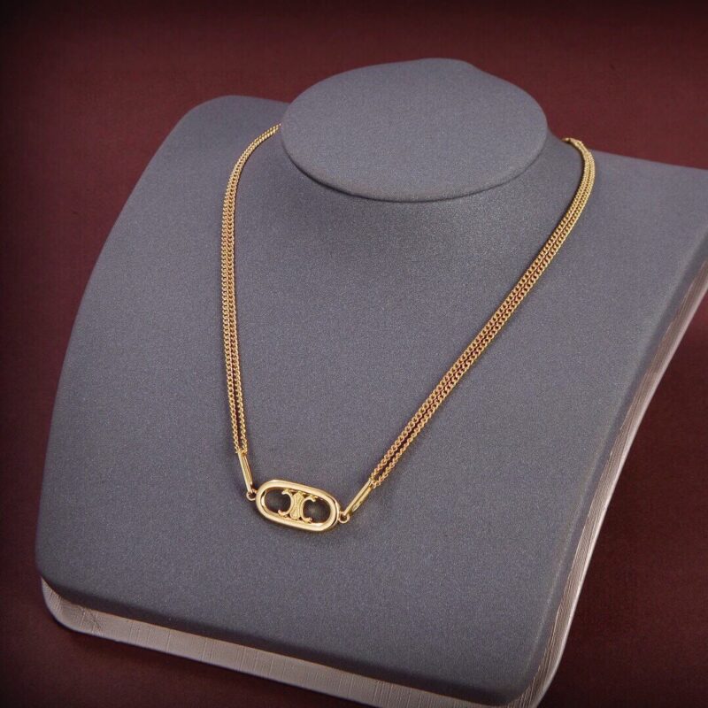 Alternative view of Celine Triomphe Necklace In Brass With A Gold Finish 46S896Bra 35Or