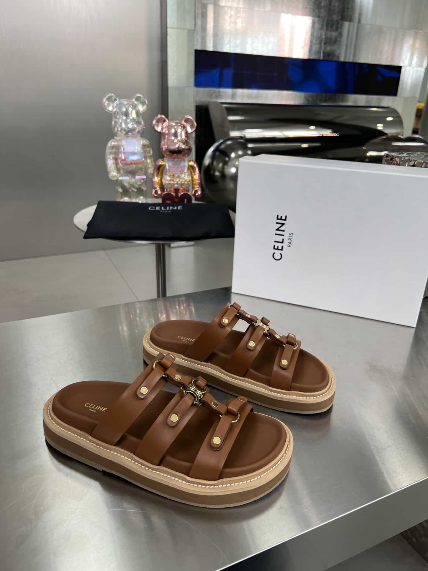 Summer Set: Celine Teen Couffin In Wicker And Leather Tan 15Cm And Celine Slides Tippi In Vegetal Brown 352343766C 04Lu - Image 7