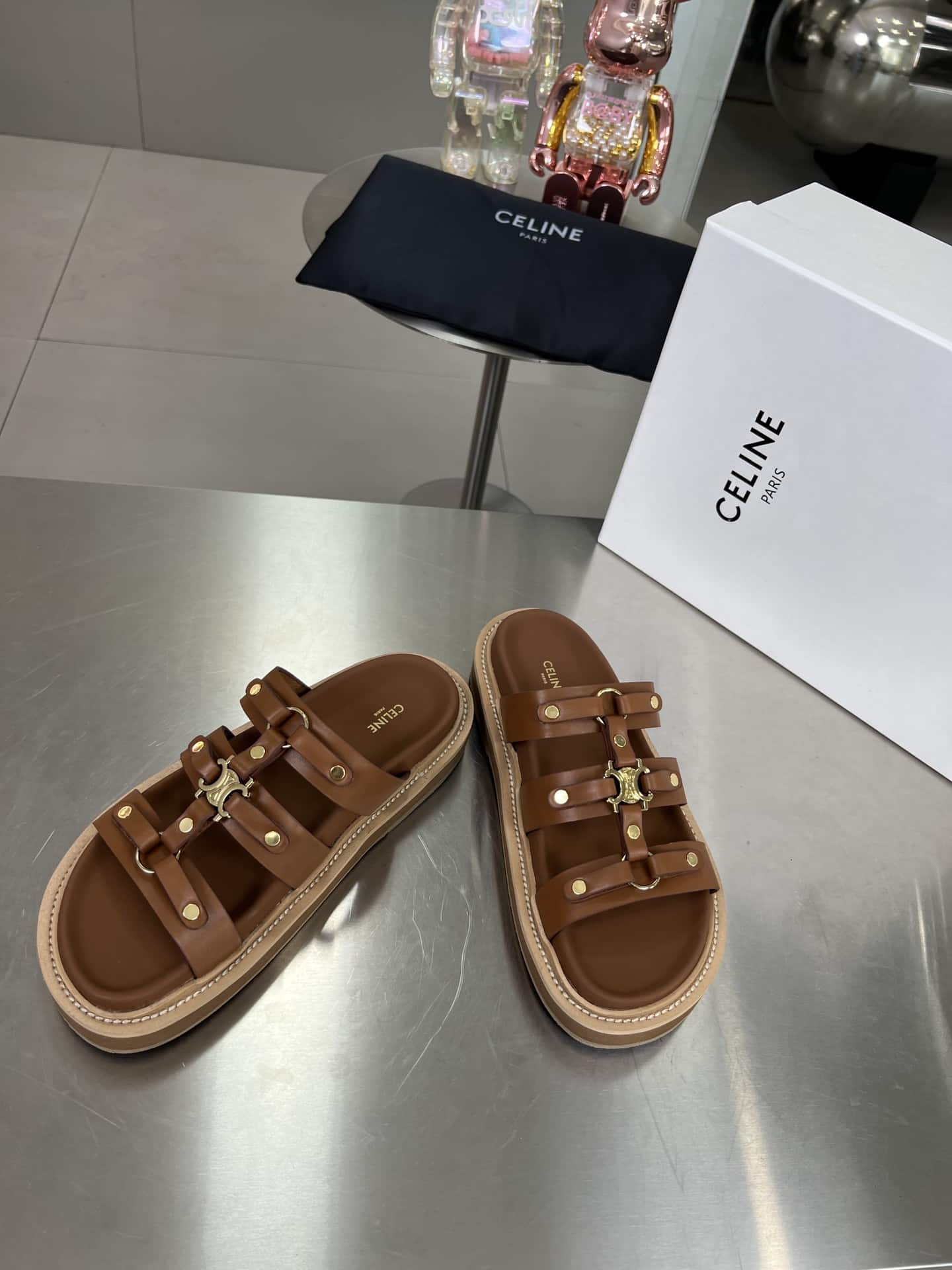 Summer Set: Celine Teen Couffin In Wicker And Leather Tan 15Cm And Celine Slides Tippi In Vegetal Brown 352343766C 04Lu - Image 8
