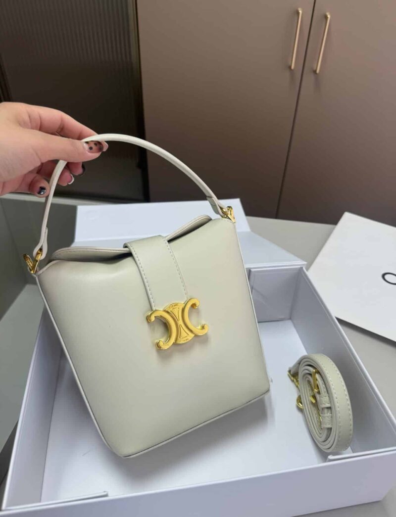 Alternative view of Celine Mini Bucket Triomphe In Smooth White 17Cm 10K943Fj9 02Ls