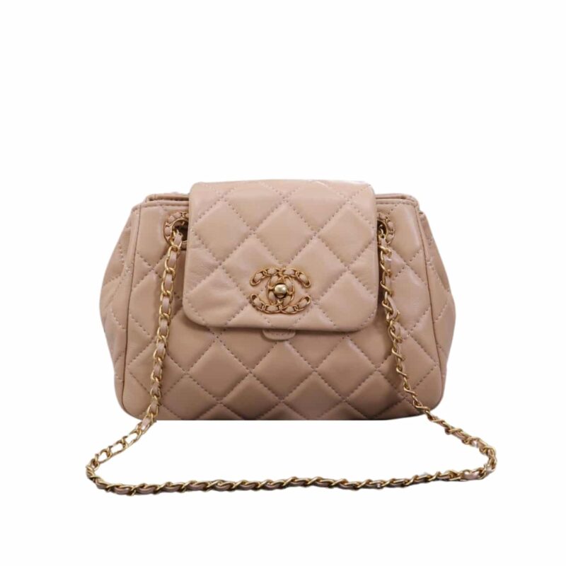 Chanel Mix Accordion Cc Flap Bag Quilted Glazed Pink 23Cm