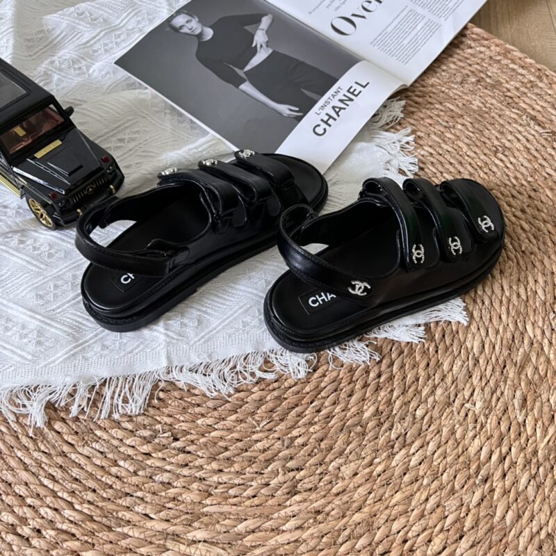 Alternative view of Chanel Triple Velcro Strap Sandals Black G45628 B16403 94305
