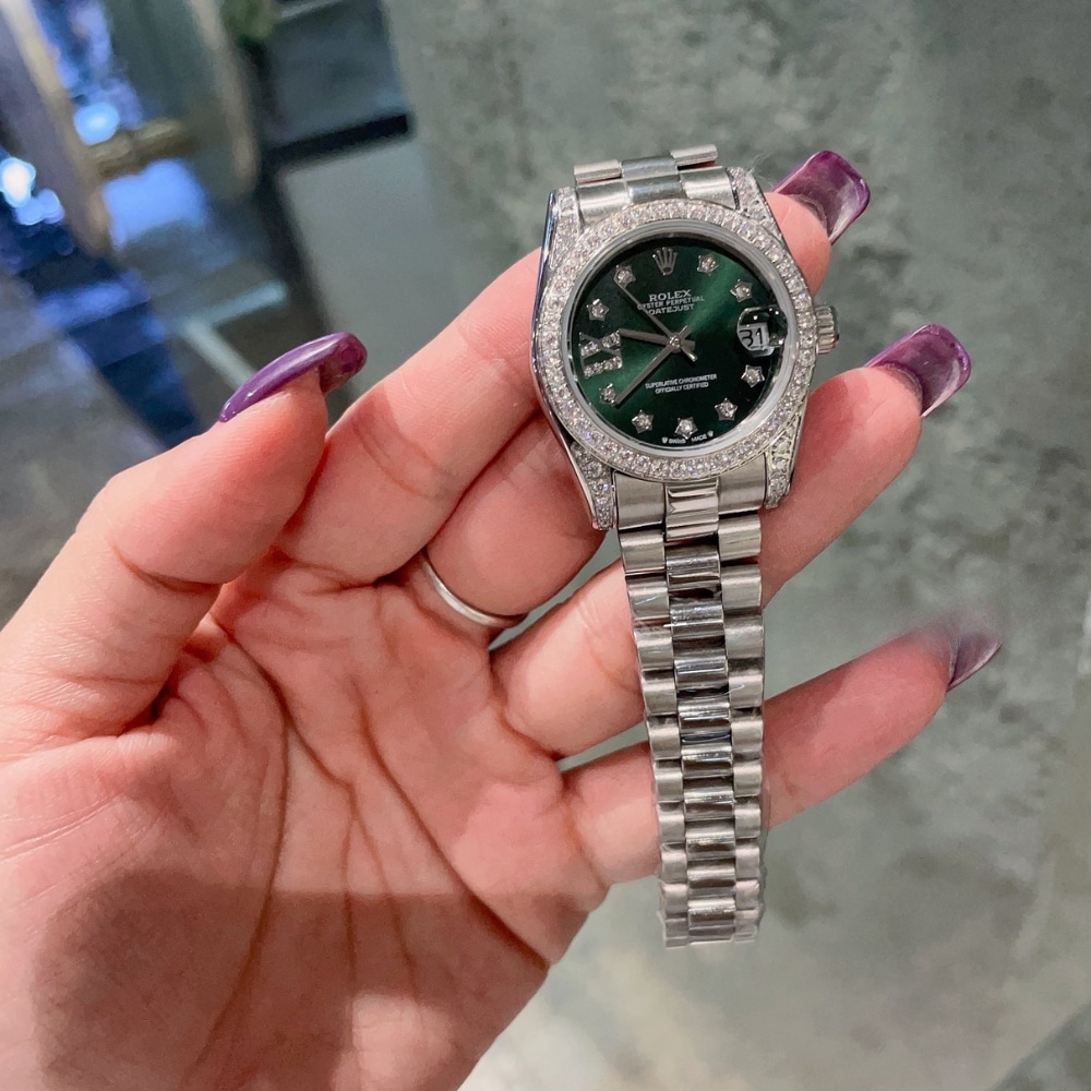 Rolex Datejust 31 Oyster Oysterquartz White Gold And Diamonds Green 31Mm 278384 - Image 2