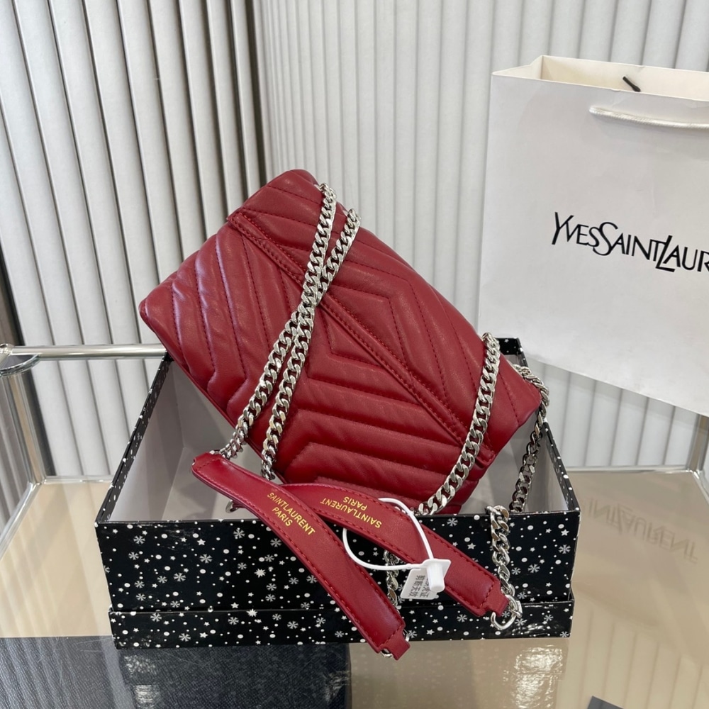 Saint Laurent Loulou Small Chain Bag Wine Red 25cm - Image 3
