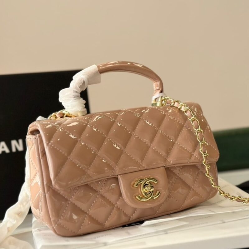 Alternative view of Chanel Mini Classic Handbag With Top Handle Dark Beige 20Cm As2431 B18237 Nzw53
