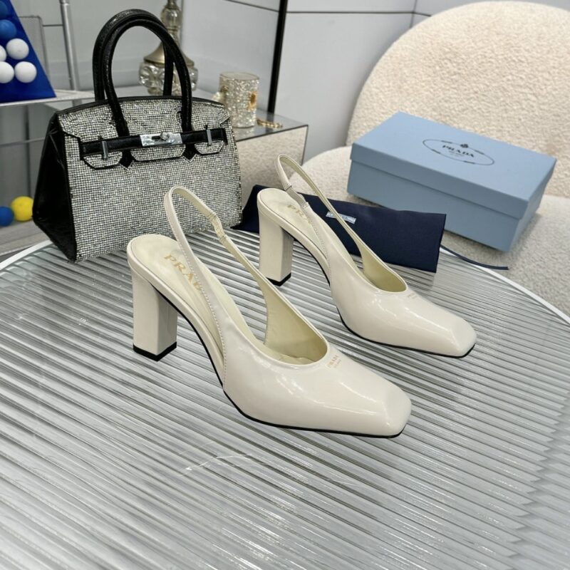 Alternative view of Prada Patent Leather Slingback Pumps Ivory 1I838N 069 F0304 F 085