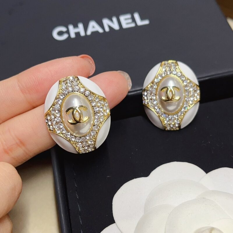 Alternative view of Chanel Oval Crystal Earrings In Gold