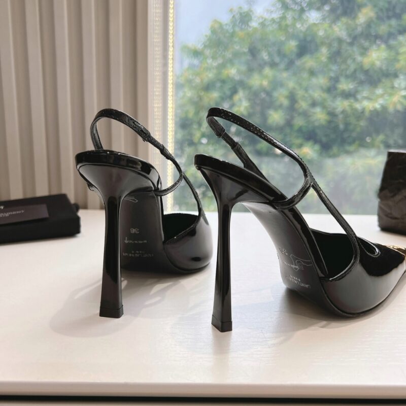 Alternative view of Saint Laurent Jeanne Slingback Pumps Black And Gold 800164Aadx21000