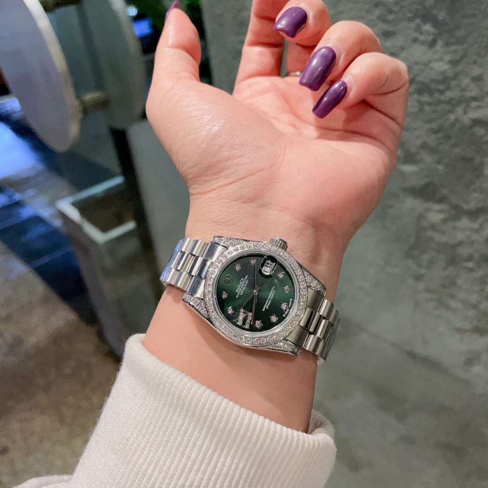 Rolex Datejust 31 Oyster Oysterquartz White Gold And Diamonds Green 31Mm 278384 - Image 3