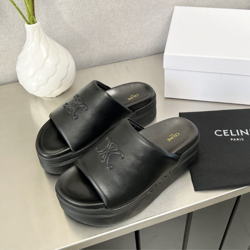Alternative view of Celine Block Slide With Triomphe Black 360435129C 38No