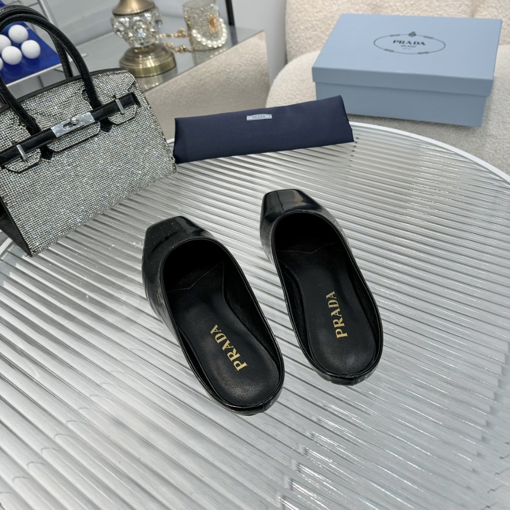 Prada Brushed Leather Mules Black 1S825N 055 F0002 F 015 - Image 3