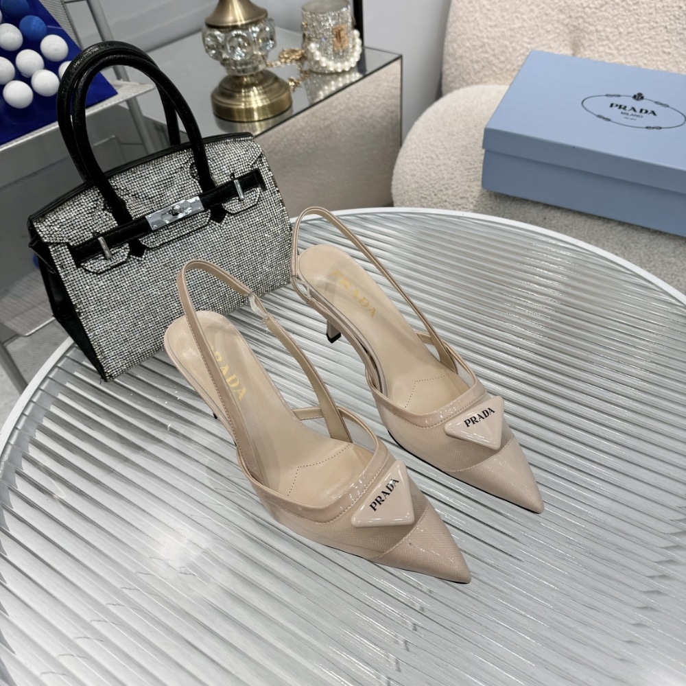 Prada Mesh Fabric Slingback Pumps Travertine Stone 1I891N 099 F0485 F 075 - Image 4