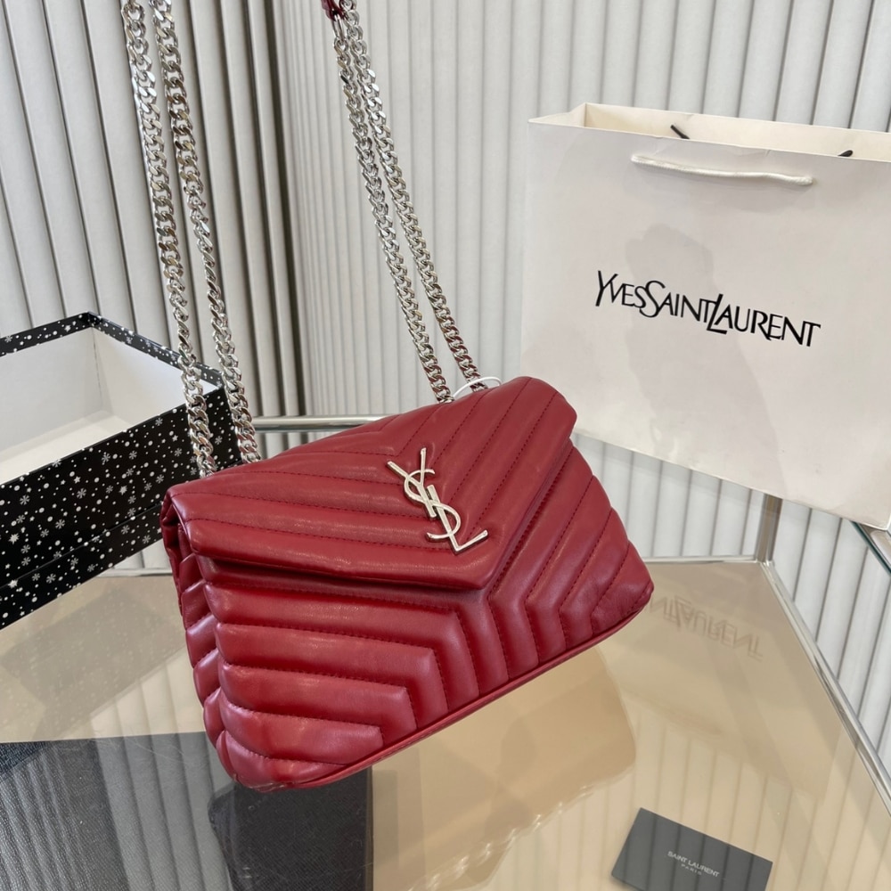 Saint Laurent Loulou Small Chain Bag Wine Red 25cm - Image 2