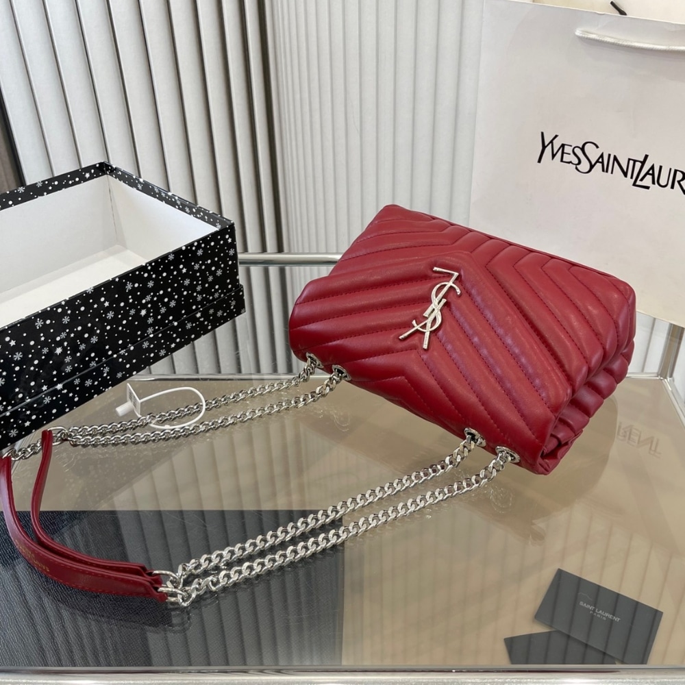 Saint Laurent Loulou Small Chain Bag Wine Red 25cm - Image 6