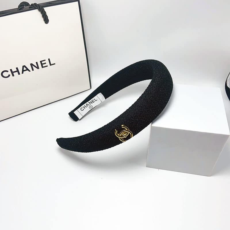 Alternative view of Chanel Cc Tweed Headband With Gold Hardware Black