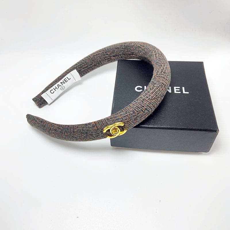 Alternative view of Chanel Small Cc Tweed Headband With Gold Hardware Multicolor