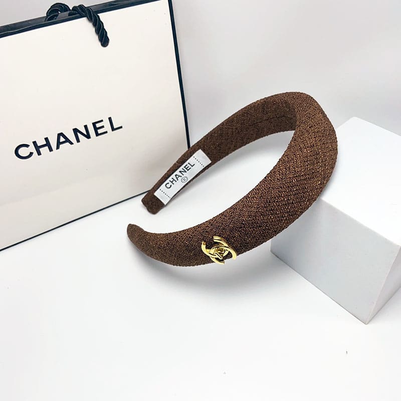Alternative view of Chanel Cc Tweed Headband With Gold Hardware Brown