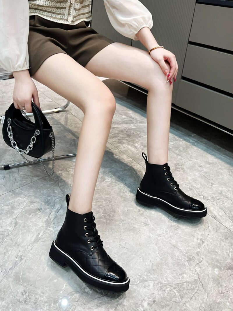 Alternative view of Chanel Cc Cap Toe Boots Quilted Black