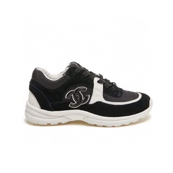 Chanel Cc Suede White Black