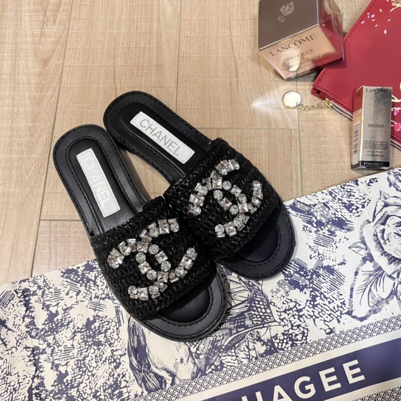 Alternative view of Chanel Rhinestone Woven Slide Black G40083 X57021 94305