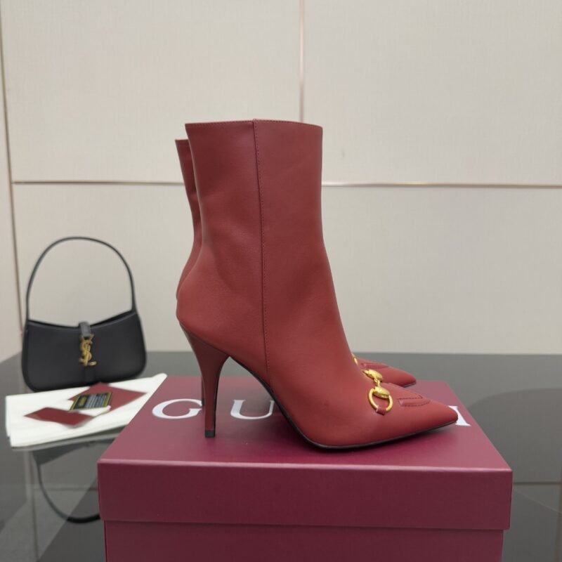 Alternative view of Gucci Women Ankle Boot With Horsebit Rosso Ancora Red 835741 Bko00 6207