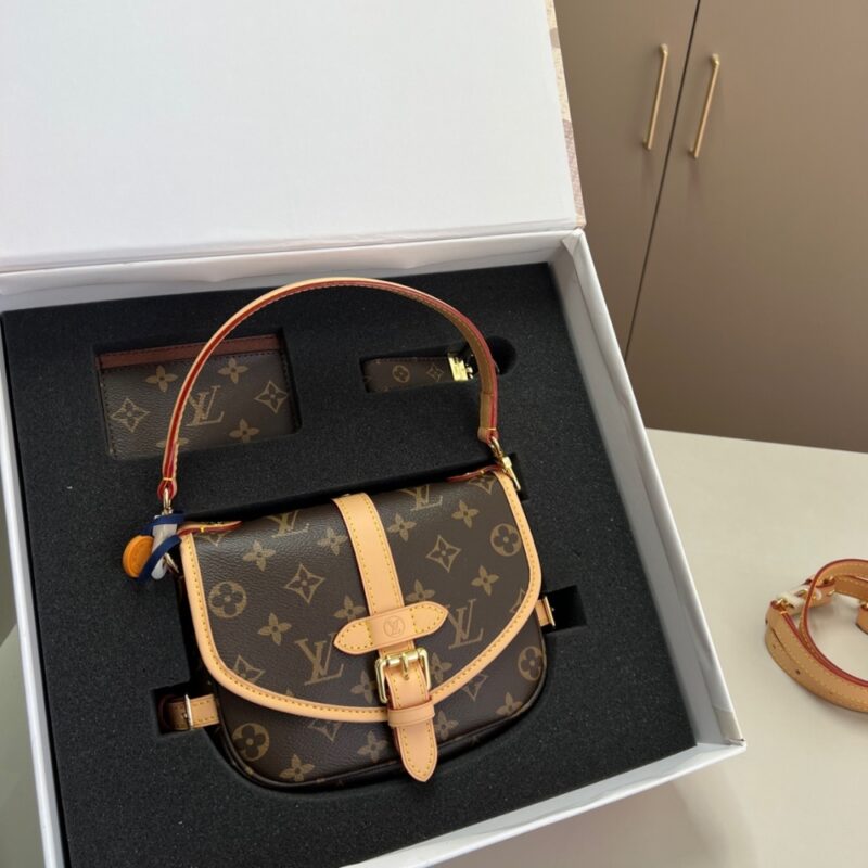Alternative view of Gift Set: Louis Vuitton Nano Saumur Bb Monogram Brown With Card Wallet And Dragonne Keychain