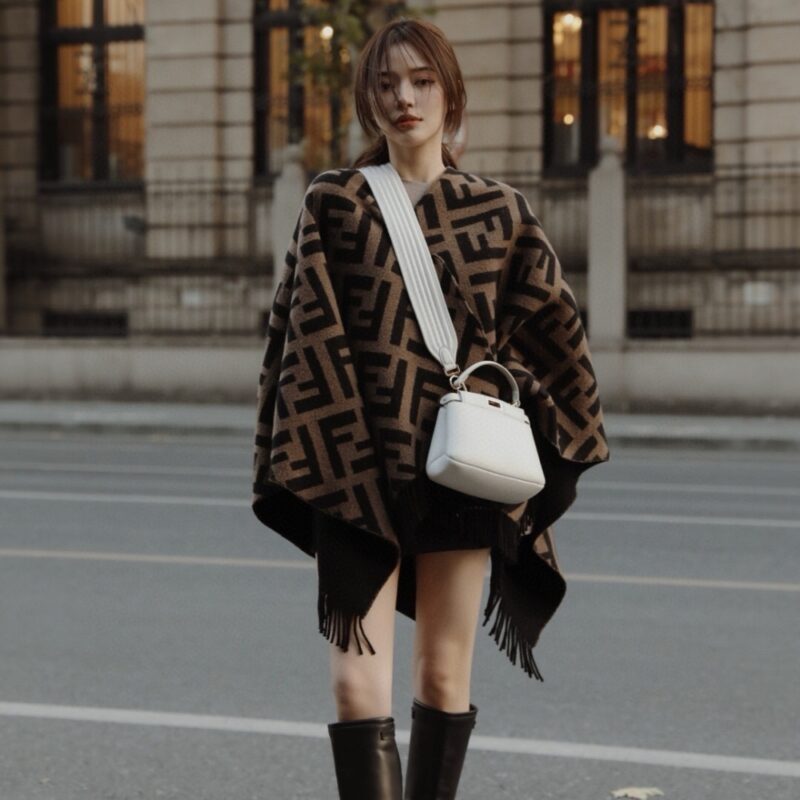 Alternative view of Fendi Ff Poncho Multicolor Wool And Cashmere Fxx715Aeowf0Qt1