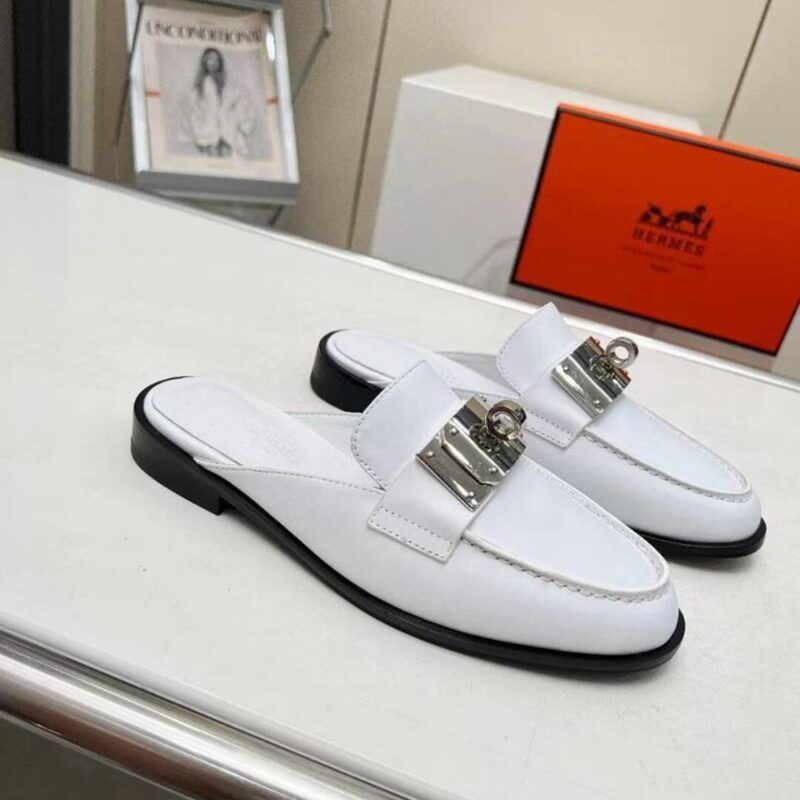 Alternative view of Hermes Lota Mule White H241159Z 90360