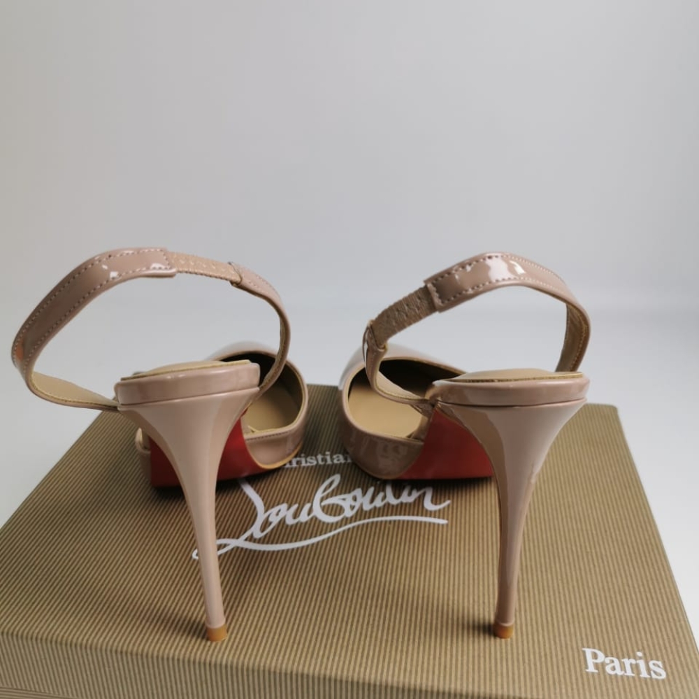 Christian Louboutin Apostropha Sling 80 Nappa Leather Beige 1240830N295 - Image 5