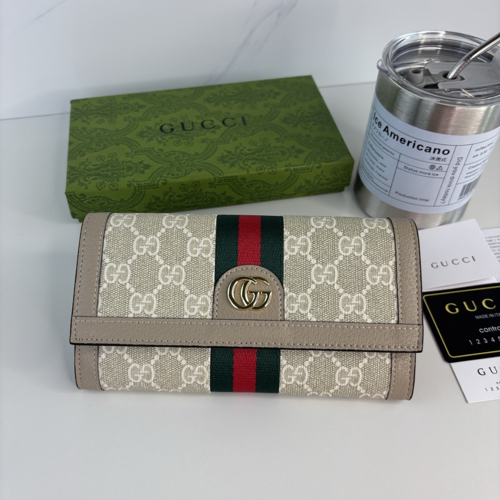 Gucci Ophidia Continental Wallet Beige And White Gg Supreme 19Cm 523153 Uulag 9682 - Image 2