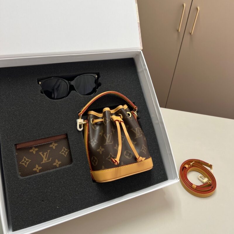 Alternative view of Gift Set: Louis Vuitton Nano Noé Bag Monogram Brown With Card Wallet And My Monogram Light Cat Eye Glasses