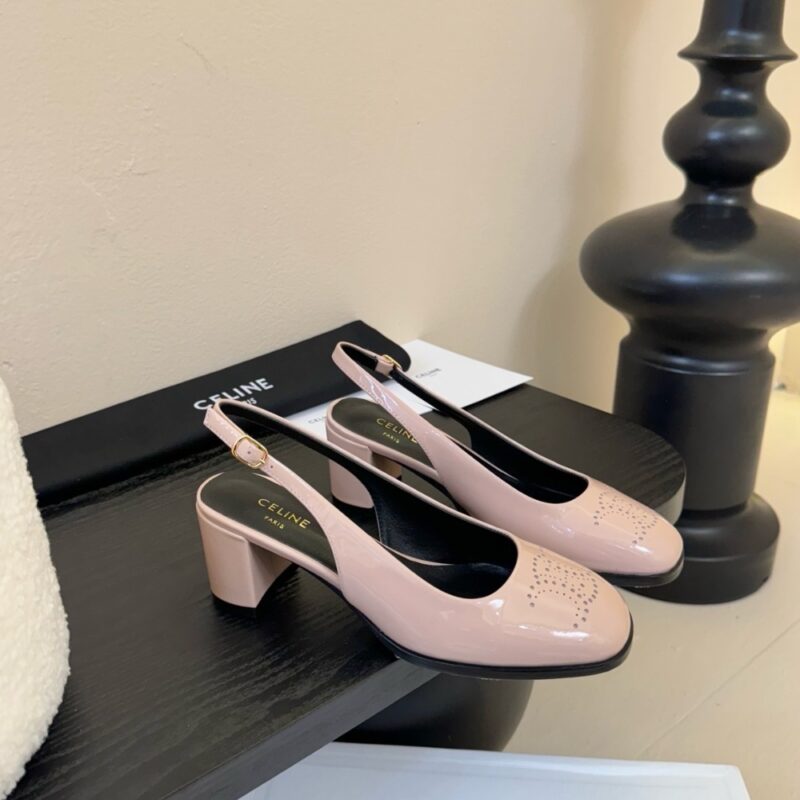 Alternative view of Celine Lily Perforated Triomphe Slingback In Patent Blush 362154582C 02Bh