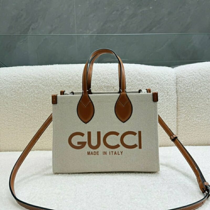 Alternative view of Summer Set: Gucci Medium Tote Bag With Gucci Print Beige 28Cm And Arnaud Bob Reversible Bucket Hat Beige