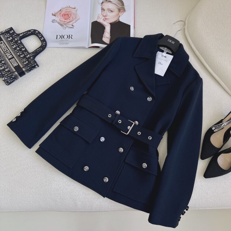 Alternative view of DIOR REVERSIBLE WOOL BLEND FELT COAT NAVY BLUE