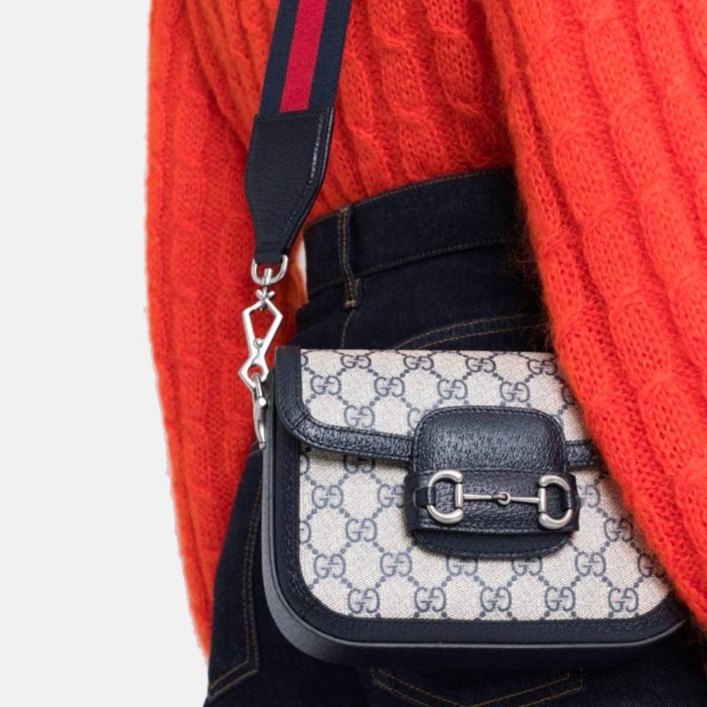 Gucci Horsebit 1955 Small Shoulder Bag GG Supreme Canvas Navy Blue 20cm 658574 96IWN 4076 - Image 7