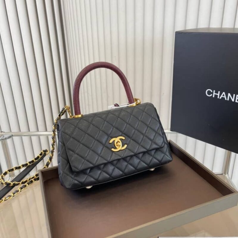 Alternative view of Chanel Coco Medium Grained Leather Top Handle Bag Black 23cm