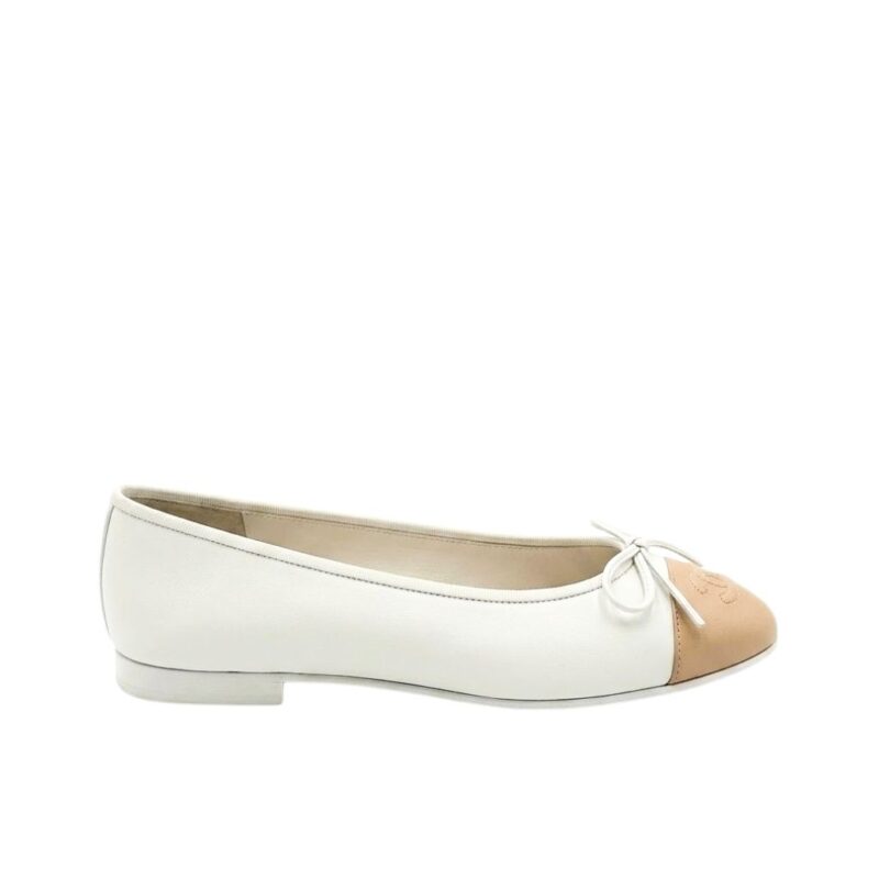Chanel Ballet Flats White And Beige
