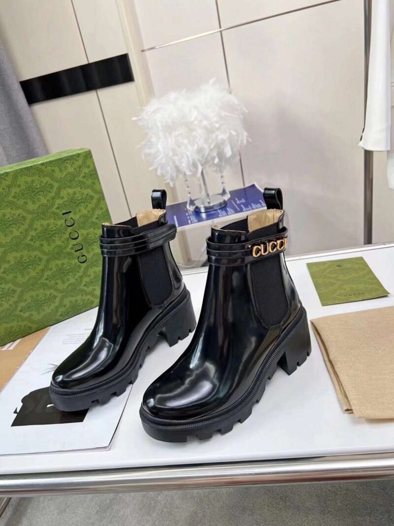 Alternative view of Gucci Mid Heel Boot With Logo Black‎ 734909 Aabk6 1000