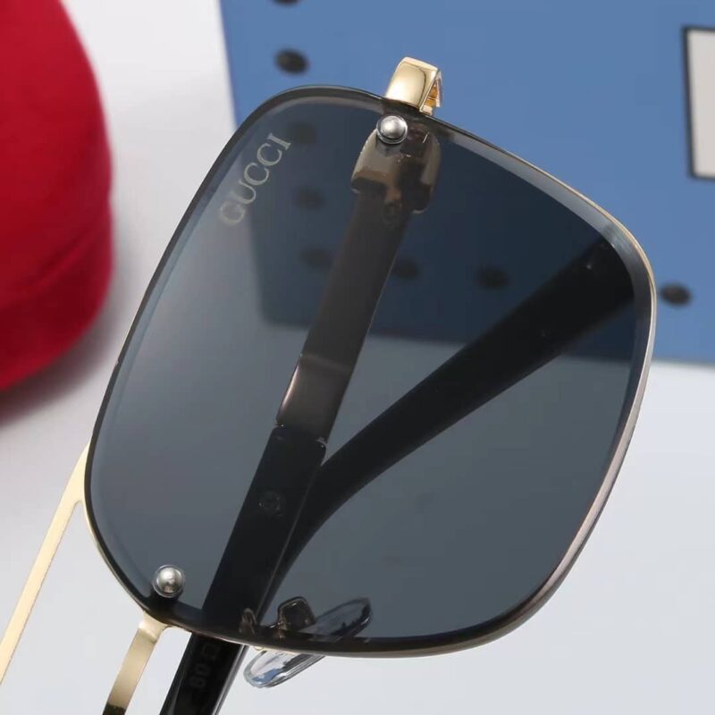 Alternative view of Gucci Square Gradient Vintage Gold Metal Sunglasses Black
