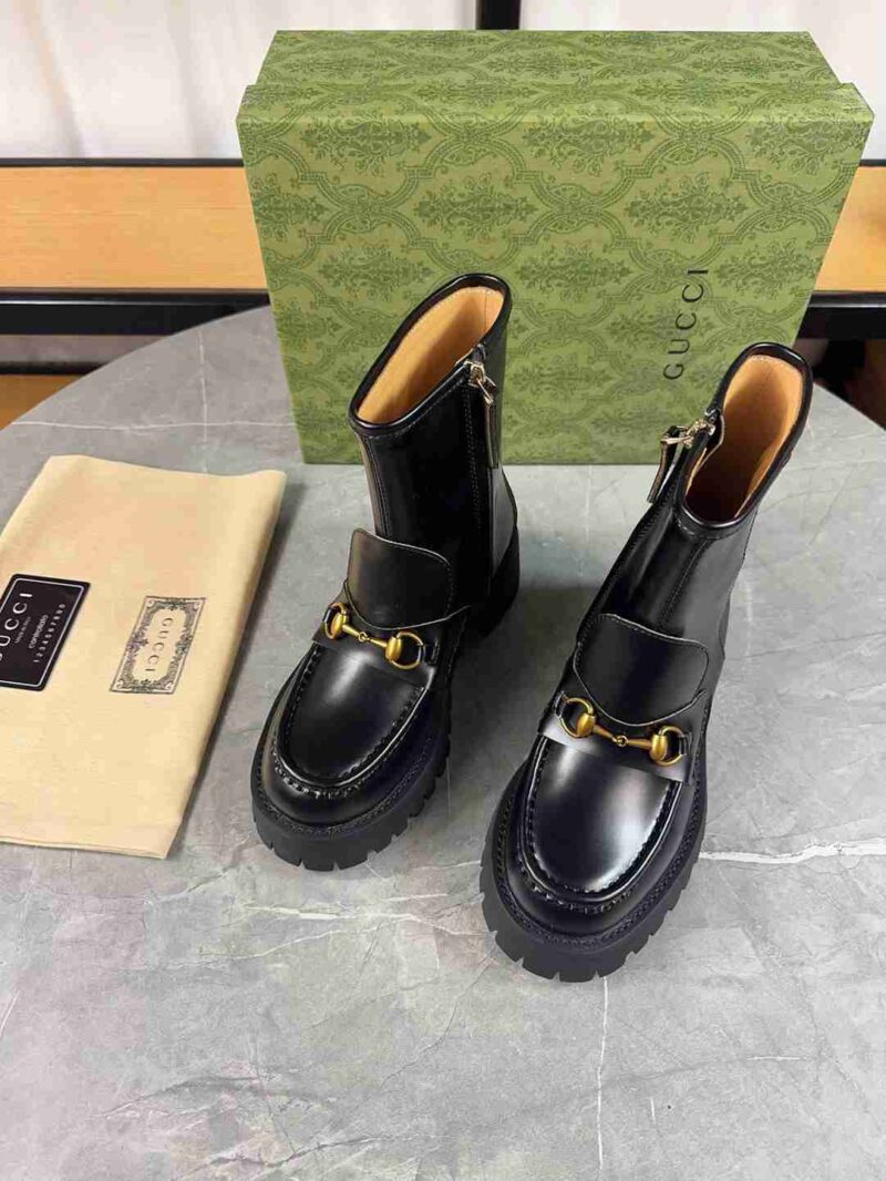 Alternative view of Gucci Horsebit Ankle Boots Leather Black