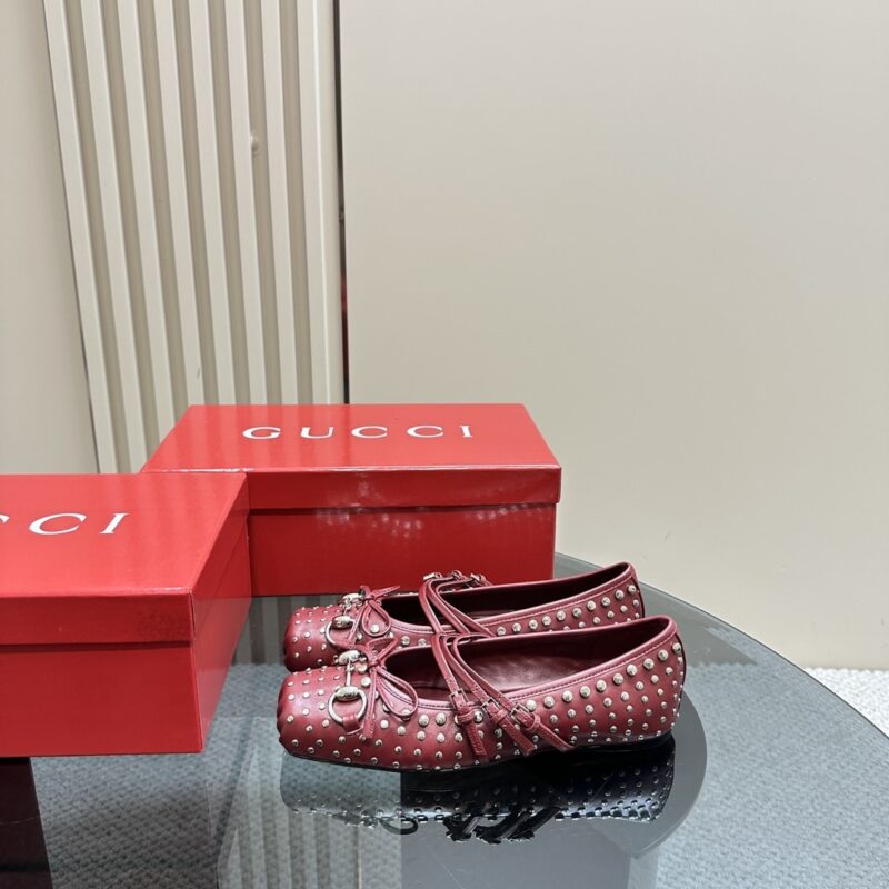Alternative view of Gucci Women'S Horsebit Ballet Flat Allover Studs Red 821218 Aaeev 6249