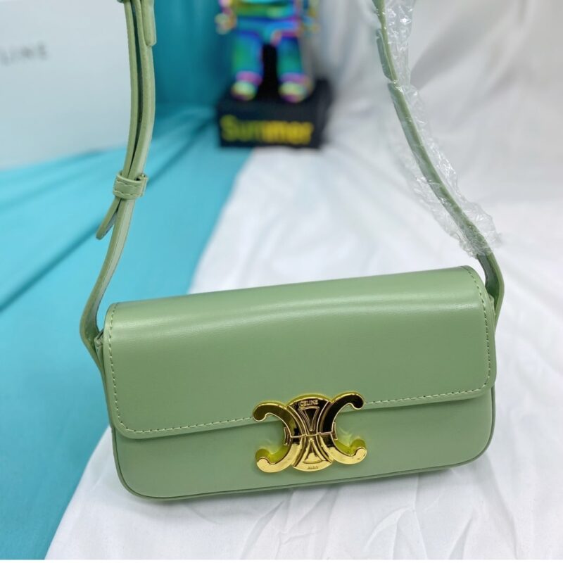 Alternative view of Celine Triomphe Shoulder Bag In Shiny Green 20Cm 194143Bf4 31La