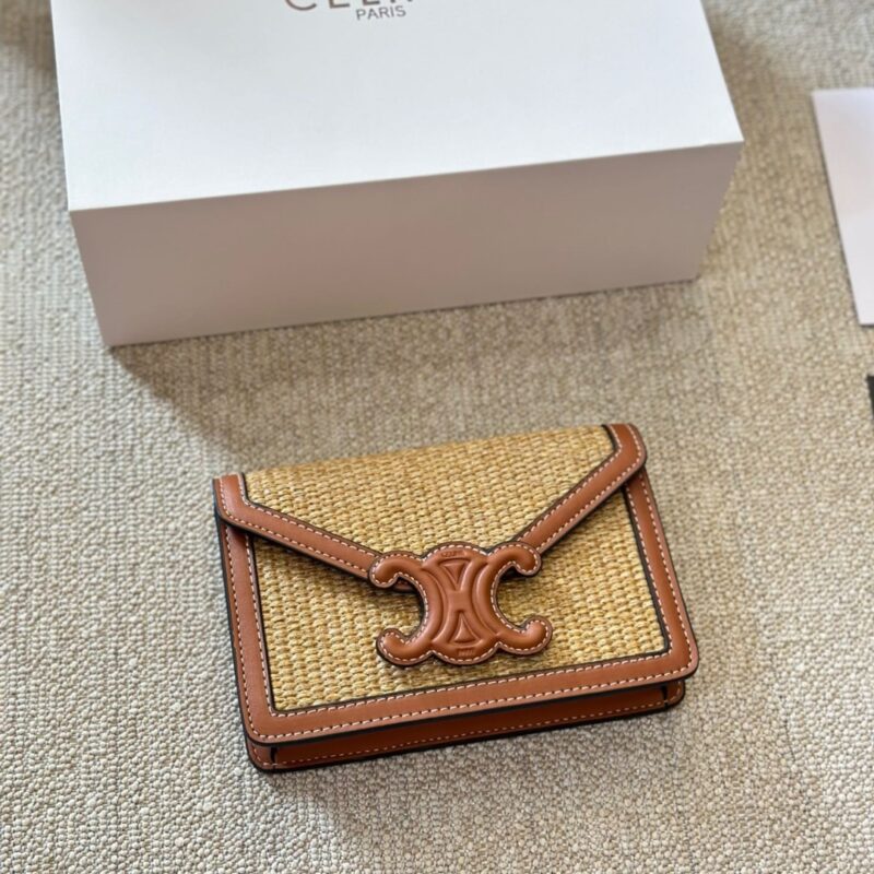 Alternative view of Celine Wallet On Strap Cuir Triomphe In Raffia Natural 20Cm 10L042Eww 02Nt