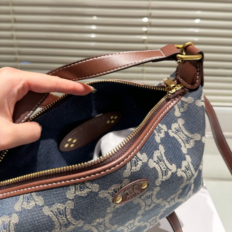 Alternative view of Celine Macadam Vintage Denim Shoulder Bag Blue 19Cm