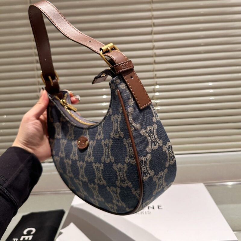 Alternative view of Celine Ava Triomphe Bag Half Moon In Denim Blue 25Cm