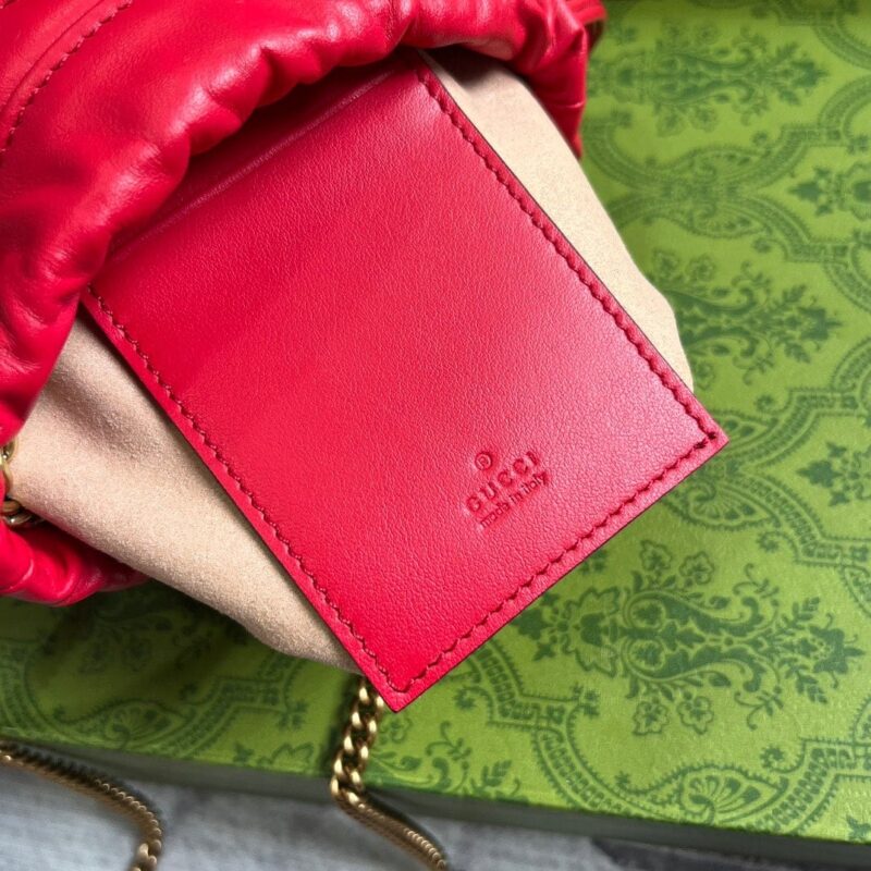 Alternative view of Gucci Gg Marmont Matelassé Mini Bucket Bag Red 13Cm 575163 Dtdht 6832