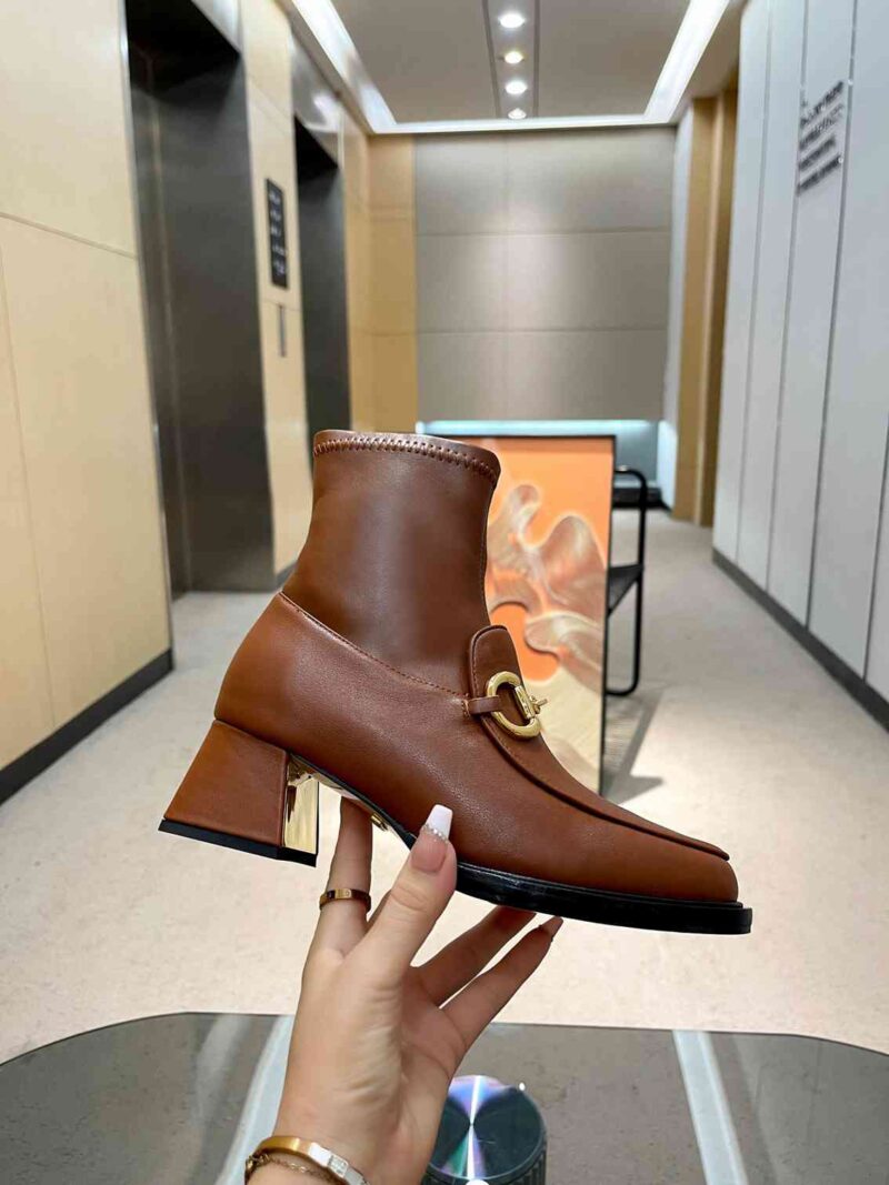 Alternative view of Gucci Horsebit Plaque Ankle Boots Brown 719830 1Do50 2347