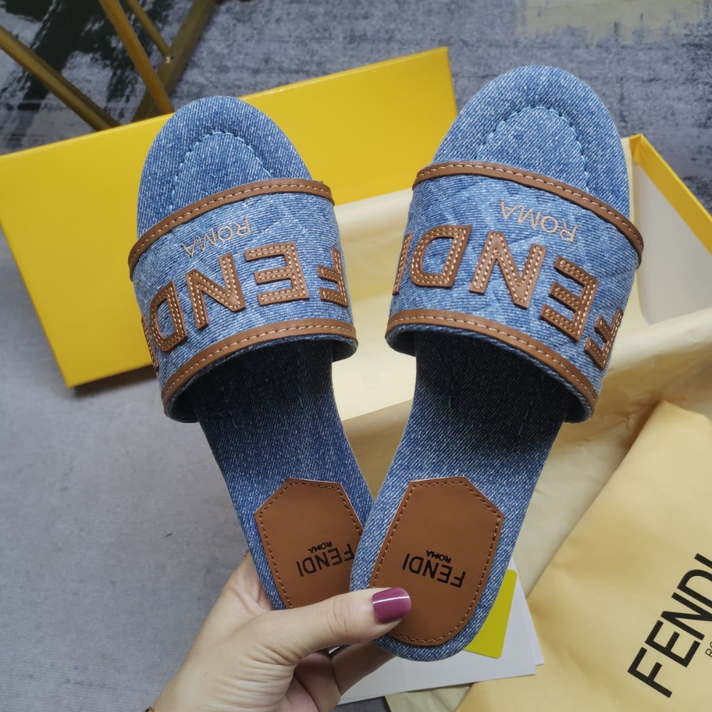 Fendi Signature Slides Denim Light Blue 8R8092AOLIF1KOO - Image 3